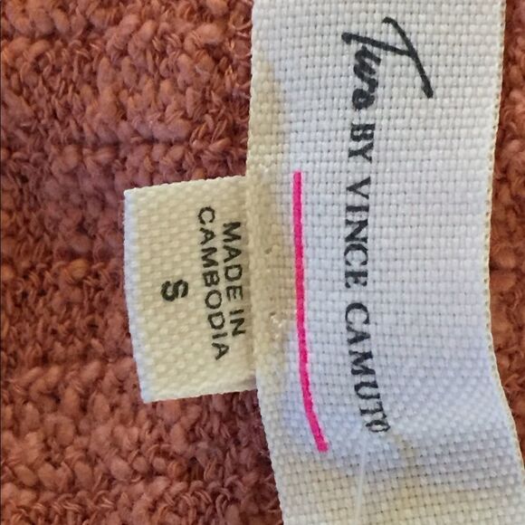 Two by Vince Camuto Peach Orange Raw hem Button front Cotton Cardigan ladies S - Picture 7 of 7